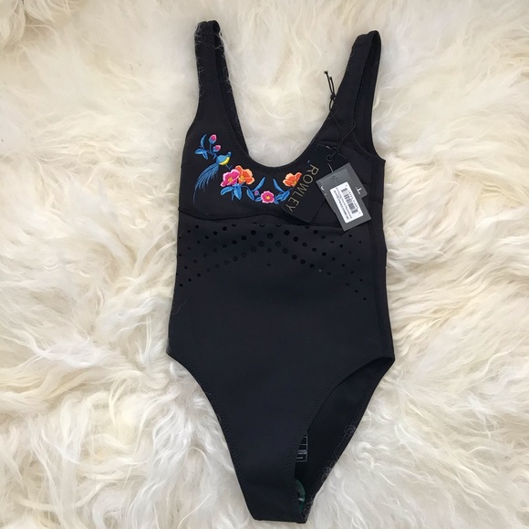 CYNTHIA ROWLEY Racy Embroidered Perforated Swimsui - Picture 2 of 8